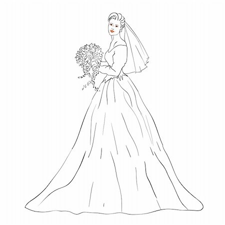 simsearch:400-04141987,k - Bride in wedding dress white with bouquet Photographie de stock - Aubaine LD & Abonnement, Code: 400-05310594