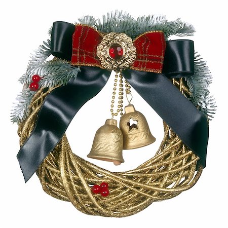simsearch:400-05738169,k - Christmas wreath isolated on white Foto de stock - Royalty-Free Super Valor e Assinatura, Número: 400-05310650