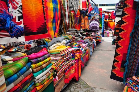 View of stalls in traditional ethnic craft market, Ecuador Stock Photo - Budget Royalty-Free & Subscription, Code: 400-05311293