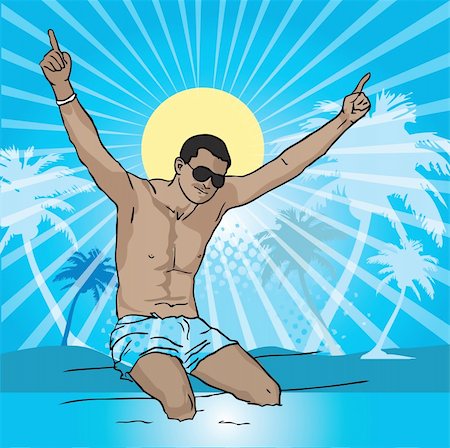Beach boy summer sea vacation card Stock Photo - Budget Royalty-Free & Subscription, Code: 400-05311316