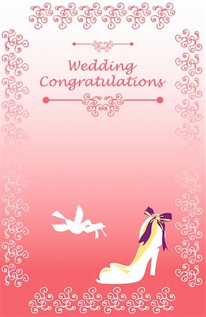 simsearch:400-05711303,k - Wedding Bridal card with shoe bird and floral Design elements Photographie de stock - Aubaine LD & Abonnement, Code: 400-05311454