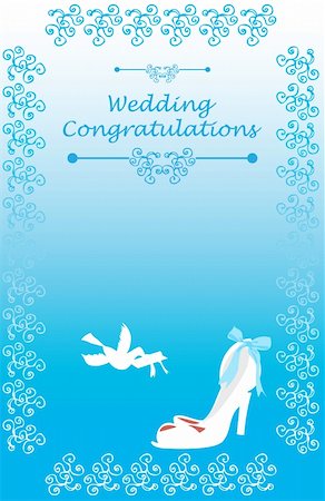 simsearch:400-05711303,k - Wedding Bridal card with shoe bird and floral Design elements Photographie de stock - Aubaine LD & Abonnement, Code: 400-05311452