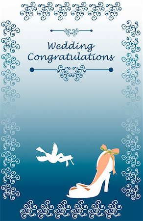 simsearch:400-05711303,k - Wedding Bridal card with shoe bird and floral Design elements Photographie de stock - Aubaine LD & Abonnement, Code: 400-05311453