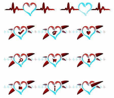 simsearch:400-05896732,k - Cardio emblem icons set website buttons Stock Photo - Budget Royalty-Free & Subscription, Code: 400-05311468