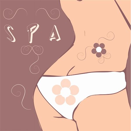 spa icon - Vector woman body with flower tattoo on back side, lingerie. Spa flower logo, icon Stock Photo - Budget Royalty-Free & Subscription, Code: 400-05311633