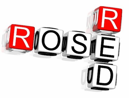3D Red Rose Crossword text on white background Photographie de stock - Aubaine LD & Abonnement, Code: 400-05311650