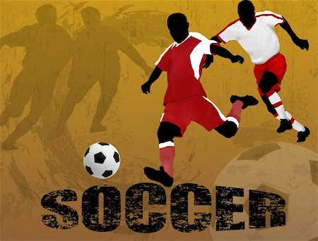 football players dirt - Action players, on grunge background, vector illustration. Soccer team grunge poster Stock Photo - Budget Royalty-Free & Subscription, Code: 400-05311661