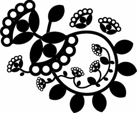 Vector flower tattoo element, black and white ornament Stock Photo - Budget Royalty-Free & Subscription, Code: 400-05311739