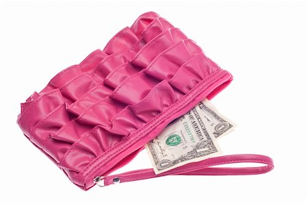 simsearch:400-04755656,k - Cost of Fashion Concept with Purse and Money on White. Stock Photo - Budget Royalty-Free & Subscription, Code: 400-05311917