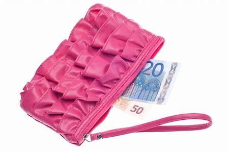 simsearch:400-04755656,k - Cost of Fashion Concept with Purse and Money on White. Stock Photo - Budget Royalty-Free & Subscription, Code: 400-05311918
