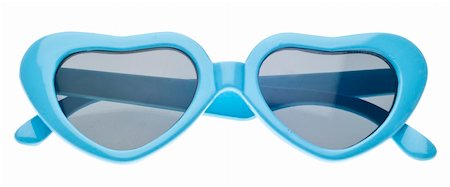 simsearch:400-04755656,k - Blue Heart Summer Child Size Sunglasses Isolated on White with a Clipping Path. Stock Photo - Budget Royalty-Free & Subscription, Code: 400-05311935