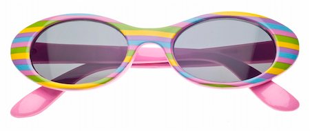 simsearch:400-04755656,k - Pink striped Summer Child Size Sunglasses Isolated on White with a Clipping Path. Stock Photo - Budget Royalty-Free & Subscription, Code: 400-05311936