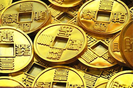 Golden coin decoration for Chinese New Year celebration - Yu Garden - Shanghai - Republic of China Stock Photo - Budget Royalty-Free & Subscription, Code: 400-05312242