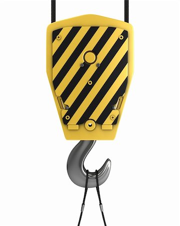 simsearch:400-04422019,k - Yellow crane hook, front view, isolated on white background Fotografie stock - Microstock e Abbonamento, Codice: 400-05312293
