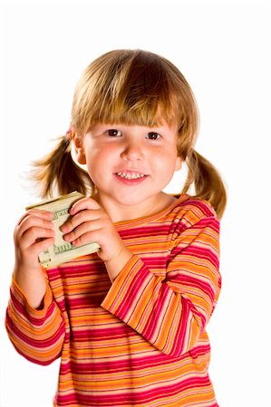 simsearch:400-05336172,k - Girl holding bunch of dollars as her first salary isolated on white Photographie de stock - Aubaine LD & Abonnement, Code: 400-05312565