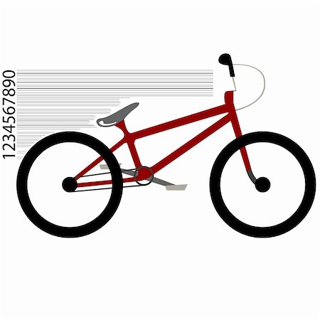 extreme bicycle vector - bicycle moving and bar code against white background, abstract vector art illustration Stock Photo - Budget Royalty-Free & Subscription, Code: 400-05312646