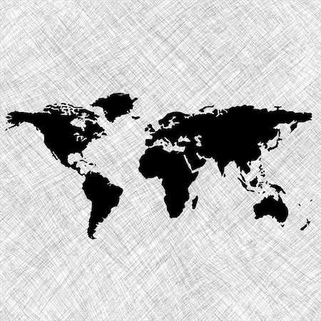 simsearch:400-04053812,k - black world map over grunge stripes, abstract art illustration Photographie de stock - Aubaine LD & Abonnement, Code: 400-05312671
