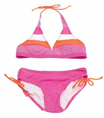 simsearch:400-05278824,k - Summer Bikini Concept with Pink and Orange Bikini Isolated on White with a Clipping Path. Photographie de stock - Aubaine LD & Abonnement, Code: 400-05313523