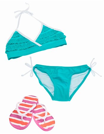 simsearch:400-05279016,k - Summer Bikini Concept with Bikini and Flip Flop Sandals Isolated on White with a Clipping Path. Photographie de stock - Aubaine LD & Abonnement, Code: 400-05313552