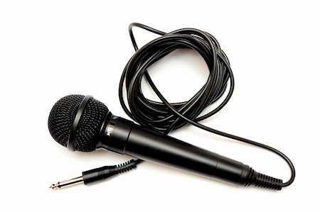 Photo of a black microphone on a white background. Stock Photo - Budget Royalty-Free & Subscription, Code: 400-05313581