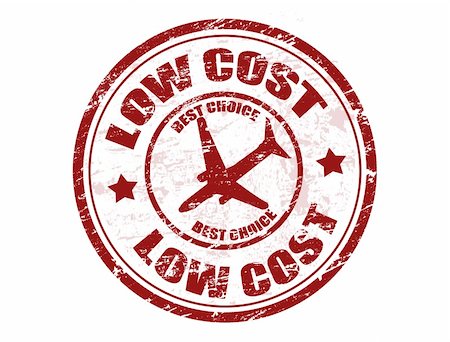 simsearch:400-05899651,k - Red grunge rubber stamp with airplane shape and the text low cost written inside the stamp Stock Photo - Budget Royalty-Free & Subscription, Code: 400-05313636