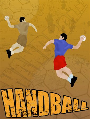 simsearch:400-06102709,k - Action players, on grunge background, vector illustration. Handball grunge poster Stockbilder - Microstock & Abonnement, Bildnummer: 400-05313637