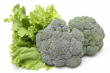simsearch:400-07822704,k - Lettuce and broccoli isolated on white background Photographie de stock - Aubaine LD & Abonnement, Code: 400-05313910