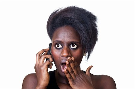simsearch:400-05321860,k - Beautiful Black Woman Talking on Mobile Phone Foto de stock - Super Valor sin royalties y Suscripción, Código: 400-05324245
