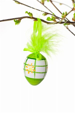 Branch with buds, hanging eggs. Fotografie stock - Microstock e Abbonamento, Codice: 400-05324342