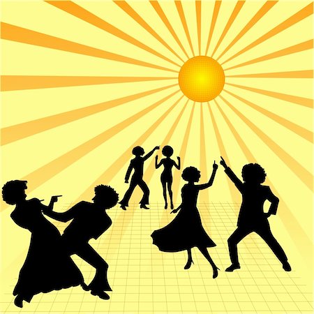 Illustration of disco party, couples are dancing Stockbilder - Microstock & Abonnement, Bildnummer: 400-05324720