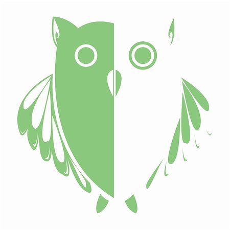 stylized owl (green), vector art illustration; more drawings in my gallery Stock Photo - Budget Royalty-Free & Subscription, Code: 400-05325112