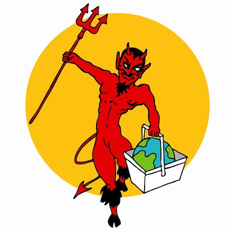simsearch:400-04849381,k - An image of a devil holding the world in a basket. Foto de stock - Super Valor sin royalties y Suscripción, Código: 400-05325287