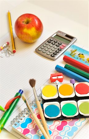 paint supplies - school things Stock Photo - Budget Royalty-Free & Subscription, Code: 400-05325469