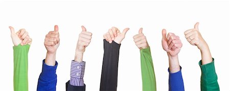 raising hand in a crowd - Thumbs Up on White Background Stock Photo - Budget Royalty-Free & Subscription, Code: 400-05325659