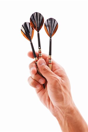 simsearch:700-00028512,k - Hand Holding 3 Darts Photographie de stock - Aubaine LD & Abonnement, Code: 400-05325737