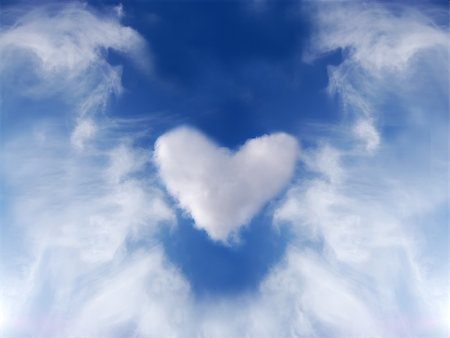 simsearch:400-09268408,k - Abstract heart in blue sky. Stock Photo - Budget Royalty-Free & Subscription, Code: 400-05325896