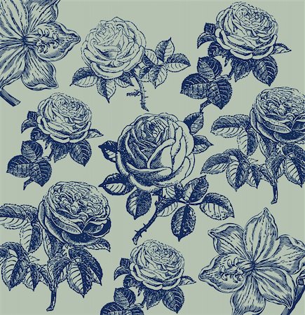 floral vector - Classical wall-paper with a flower pattern. Fragment Photographie de stock - Aubaine LD & Abonnement, Code: 400-05326025