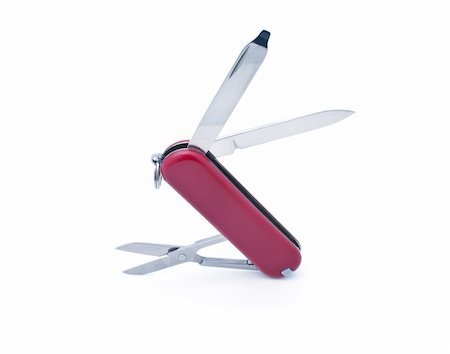 Swiss  knife with all blades and accessories out isolated on white background Stock Photo - Budget Royalty-Free & Subscription, Code: 400-05326850