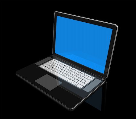 simsearch:400-04854535,k - 3D black laptop computer isolated on black with 2 clipping path : one for global scene and one for the screen Stock Photo - Budget Royalty-Free & Subscription, Code: 400-05328396