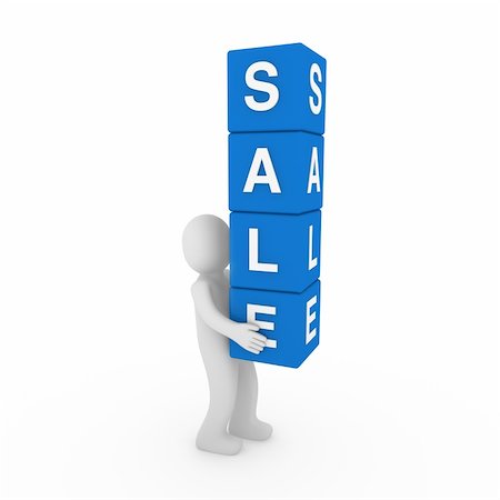 simsearch:400-04372997,k - 3d sale human blue cube sell business discount Fotografie stock - Microstock e Abbonamento, Codice: 400-05328412