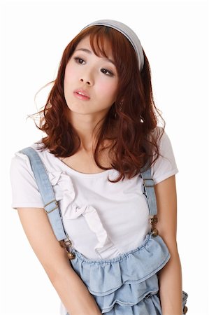 simsearch:400-04255435,k - Young woman of Asian with cool expression on face, half length closeup portrait on white background. Foto de stock - Super Valor sin royalties y Suscripción, Código: 400-05328622