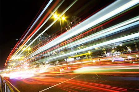 traffic through downtown in hong kong at night Photographie de stock - Aubaine LD & Abonnement, Code: 400-05329119