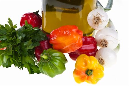 some small exotic peppers on white background Photographie de stock - Aubaine LD & Abonnement, Code: 400-05329234