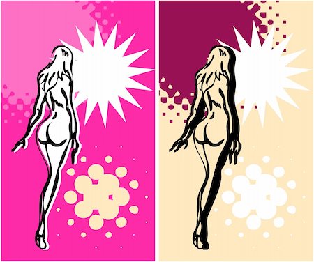 simsearch:400-05370510,k - Art pop nude woman banner, grunge card, retro ad blank Foto de stock - Super Valor sin royalties y Suscripción, Código: 400-05329256