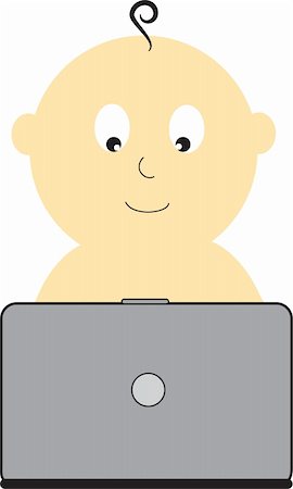 Cute baby on laptop computer Stock Photo - Budget Royalty-Free & Subscription, Code: 400-05329845