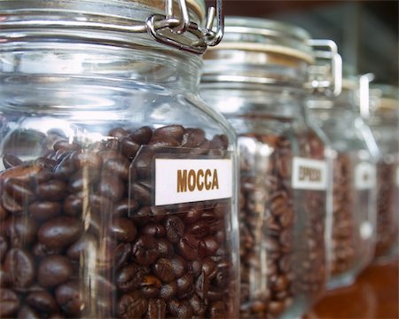 Mocca Coffee beans in the Glass bottle Stock Photo - Budget Royalty-Free & Subscription, Code: 400-05329985