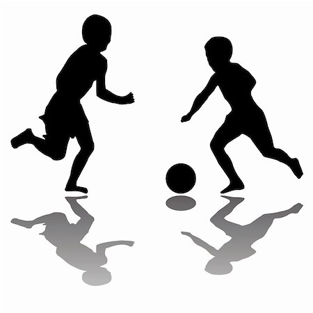 kids playing soccer (black) isolated on white background, vector art illustration; more drawings and silhouettes in my gallery Stock Photo - Budget Royalty-Free & Subscription, Code: 400-05320027