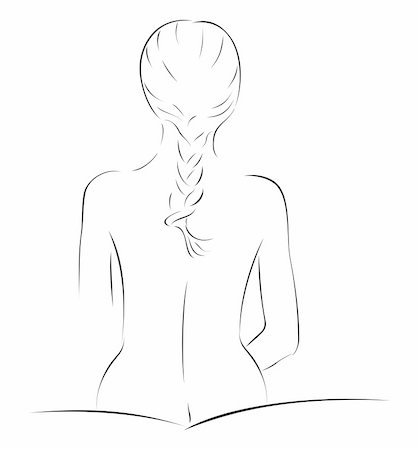 erotic female figures - Sketch of naked slim woman with braid Stock Photo - Budget Royalty-Free & Subscription, Code: 400-05320071