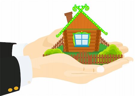 Person's hand holding a wooden house Stock Photo - Budget Royalty-Free & Subscription, Code: 400-05320087