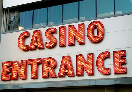 Casino entrance with big neon red letters Stock Photo - Budget Royalty-Free & Subscription, Code: 400-05320468